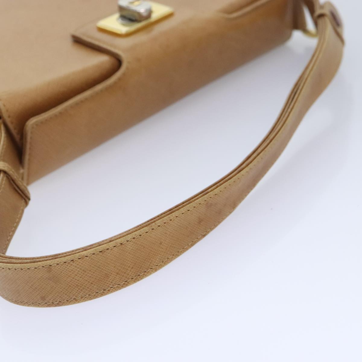 GUCCI Shoulder Bag Leather Beige Silver gold 89604