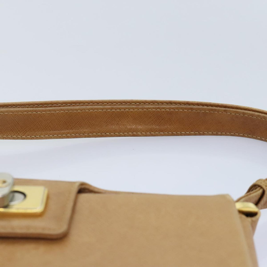 GUCCI Shoulder Bag Leather Beige Silver gold 89604
