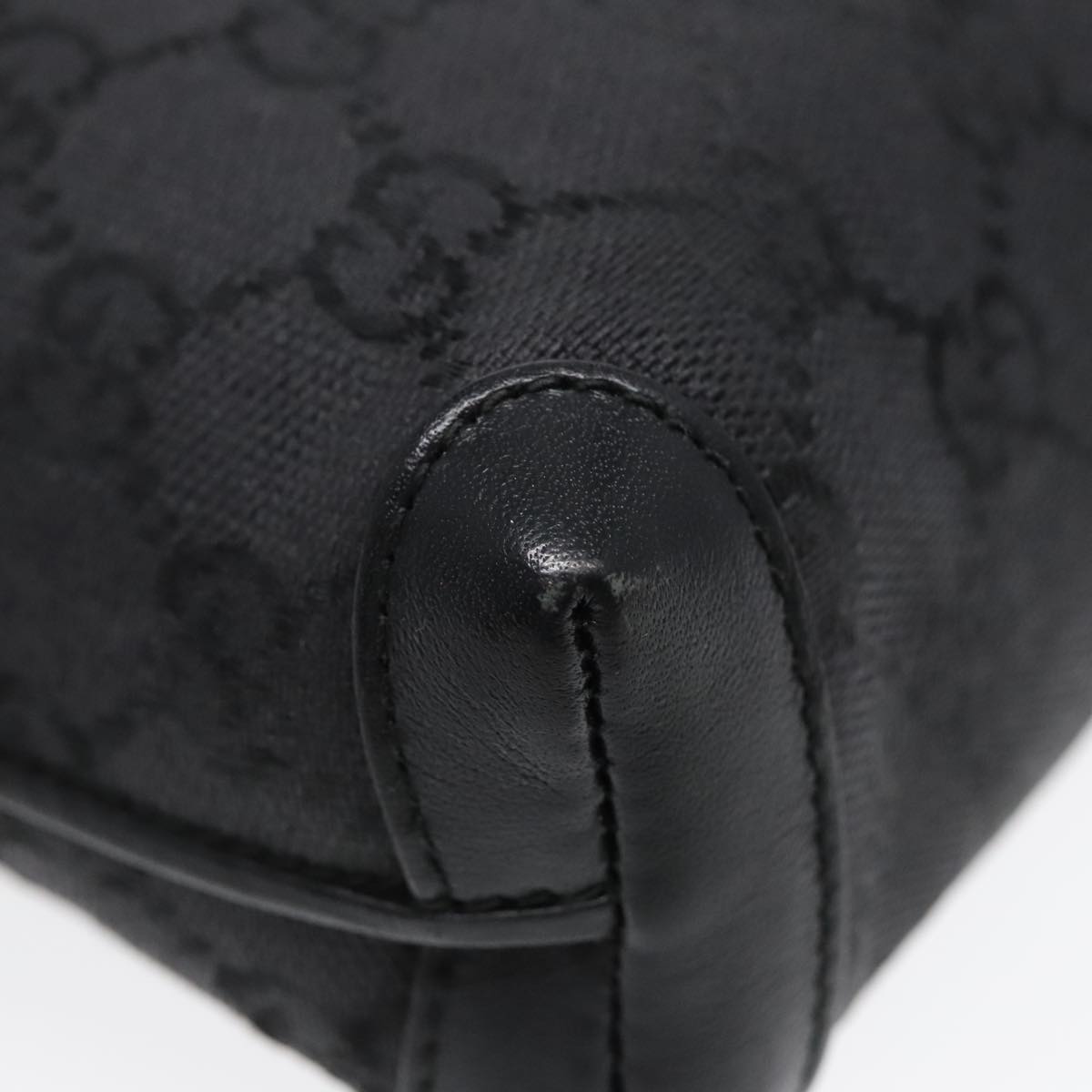GUCCI GG Canvas Shoulder Bag Black Gold 007 115 4916 89607