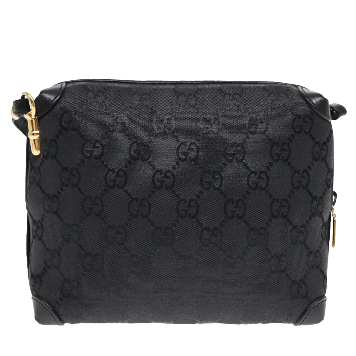 GUCCI GG Canvas Shoulder Bag Black Gold 007 115 4916 89607
