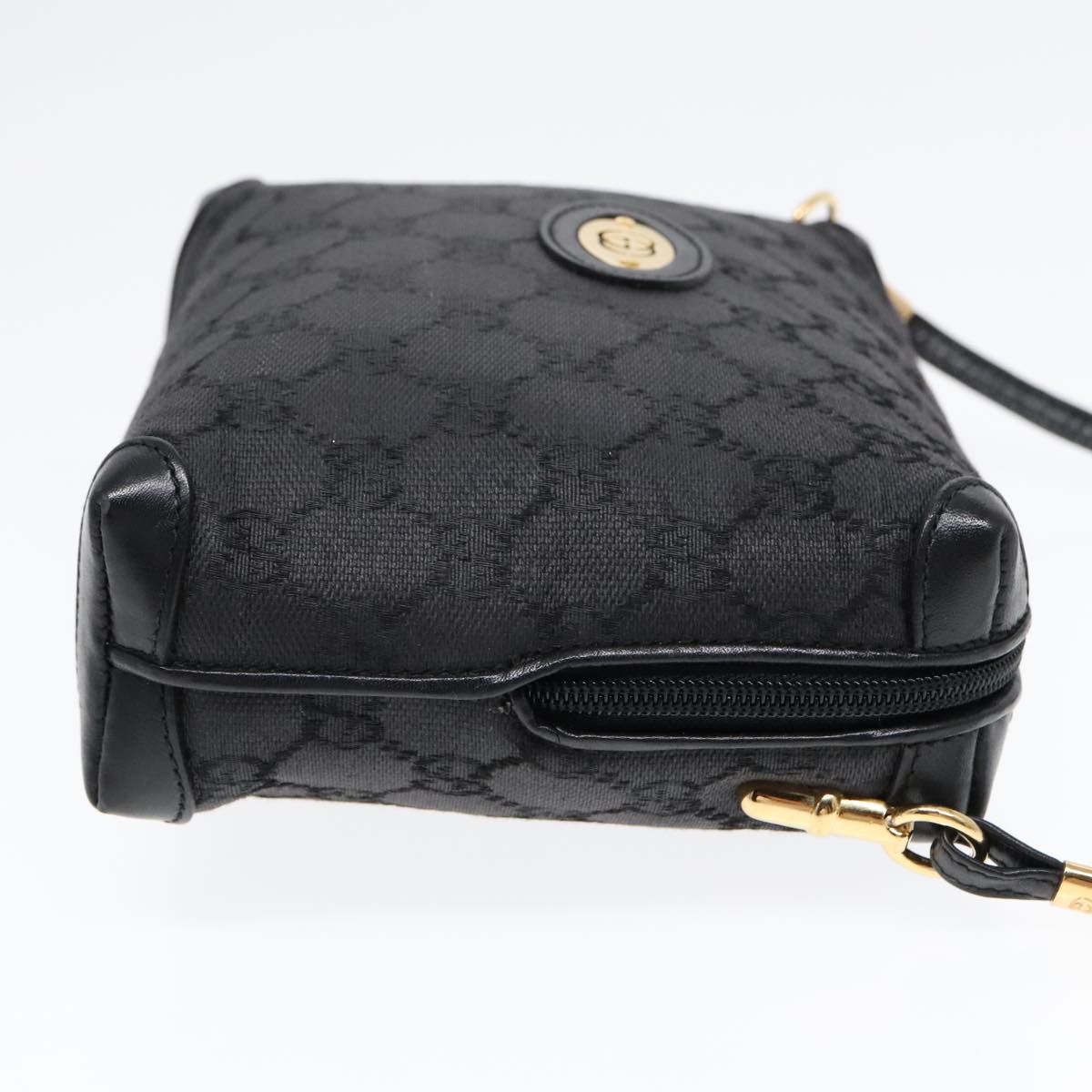 GUCCI GG Canvas Shoulder Bag Black Gold 007 115 4916 89607