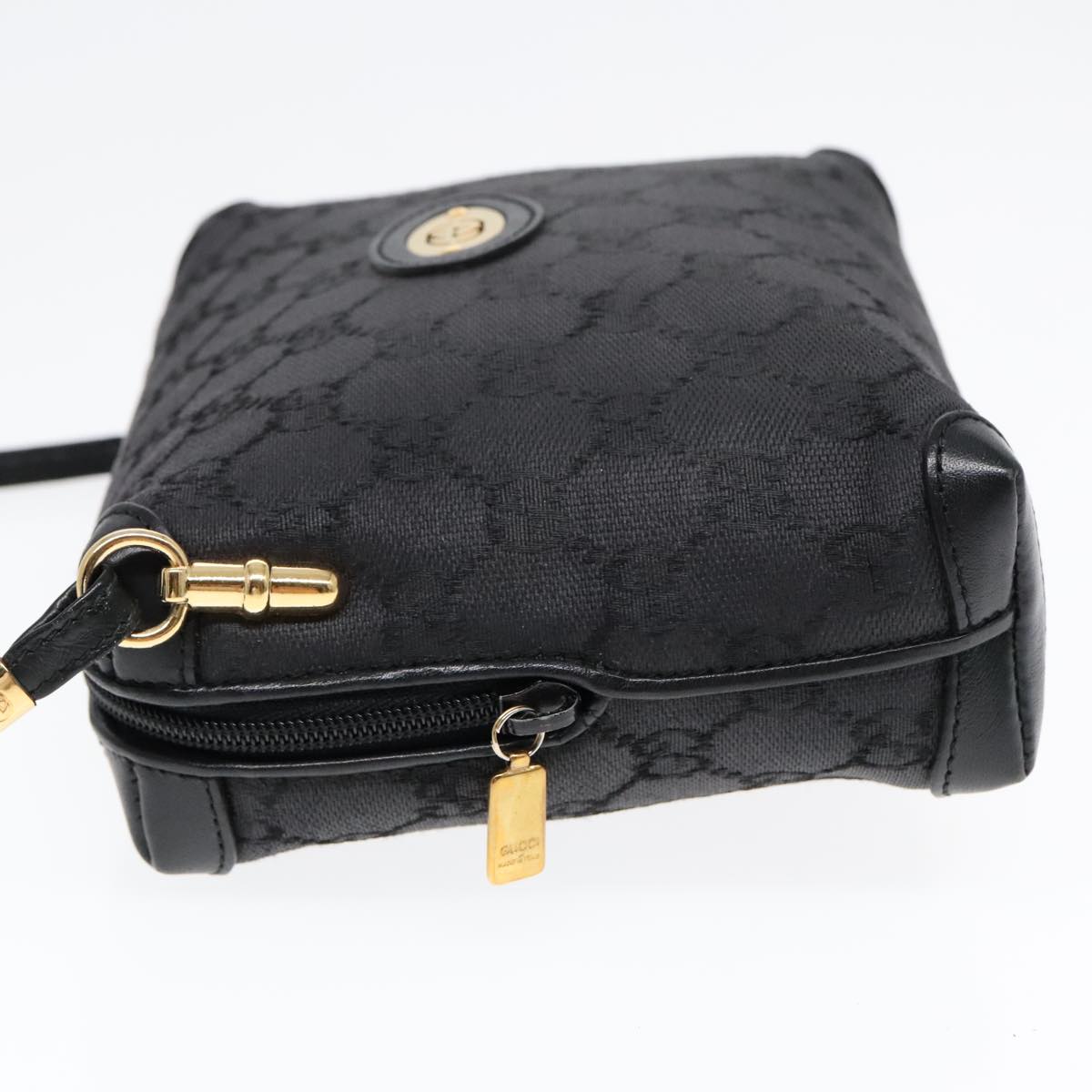 GUCCI GG Canvas Shoulder Bag Black Gold 007 115 4916 89607