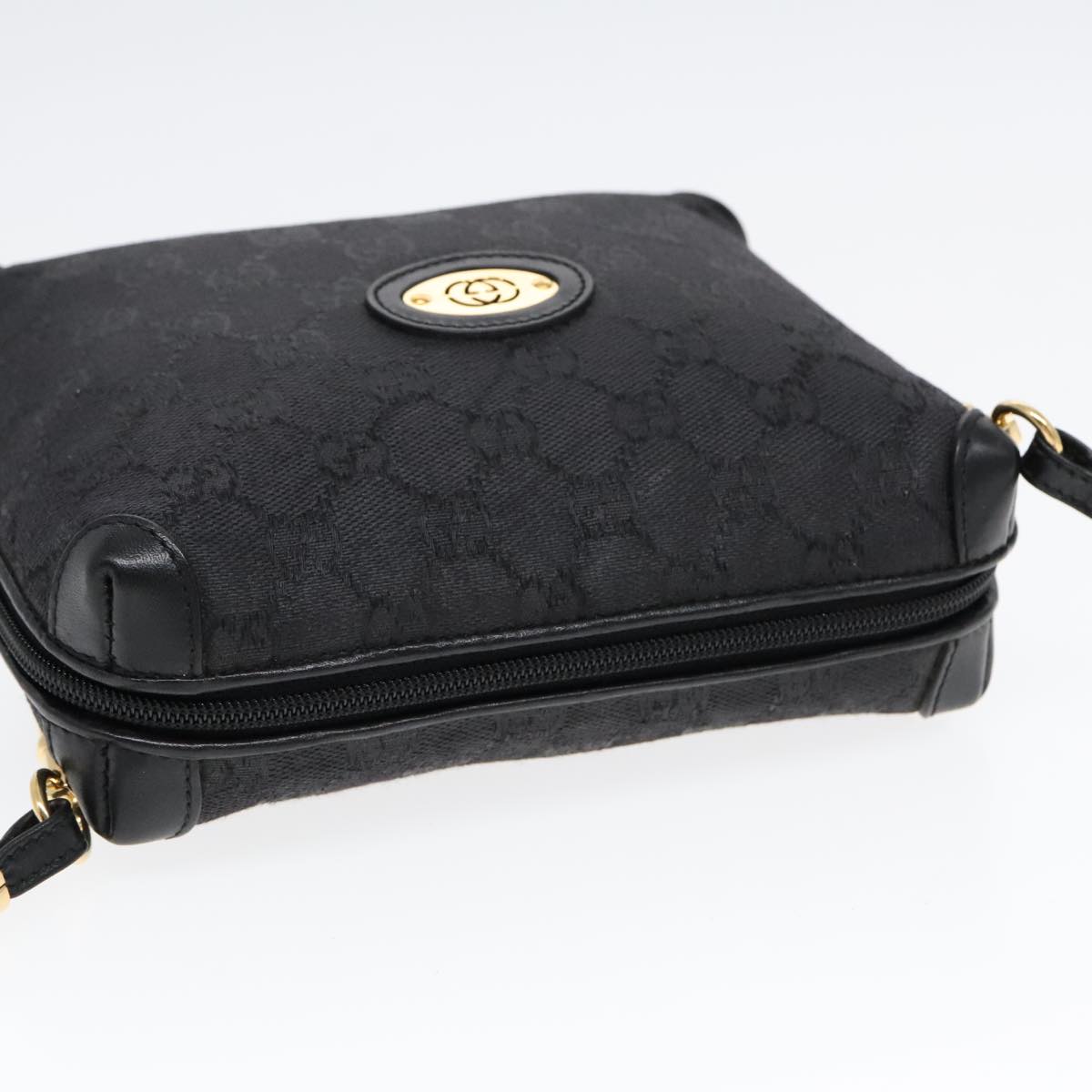GUCCI GG Canvas Shoulder Bag Black Gold 007 115 4916 89607