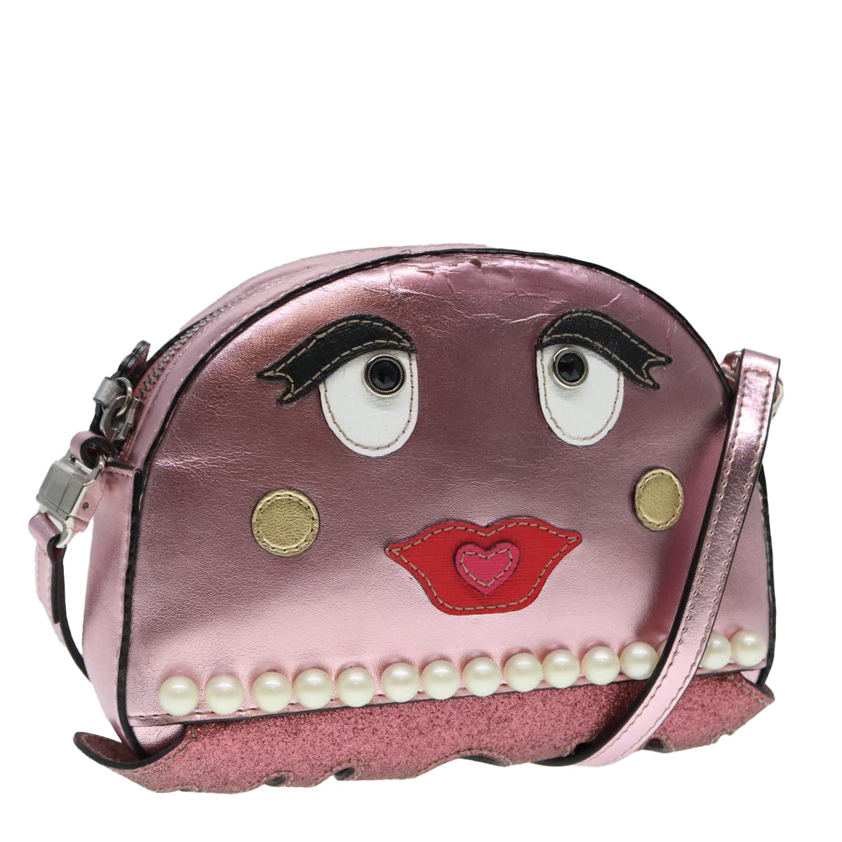 GUCCI Shoulder Bag Leather Pink Silver 550756 89608