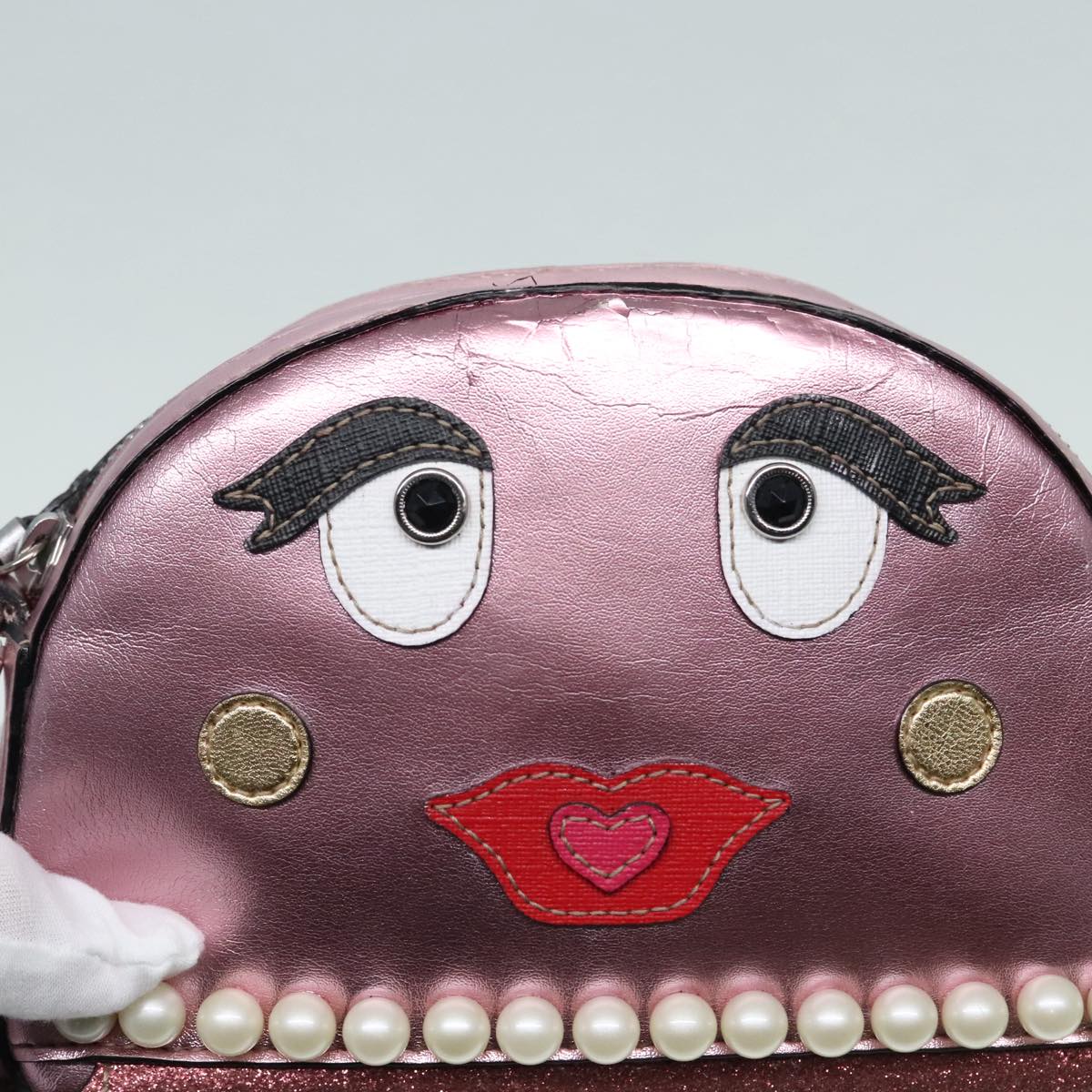 GUCCI Shoulder Bag Leather Pink Silver 550756 89608