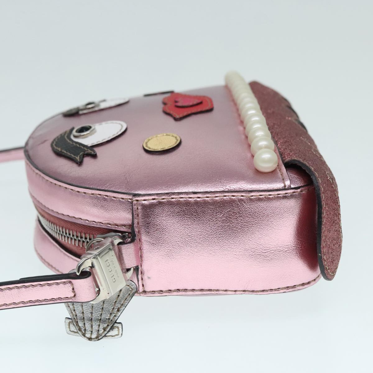 GUCCI Shoulder Bag Leather Pink Silver 550756 89608