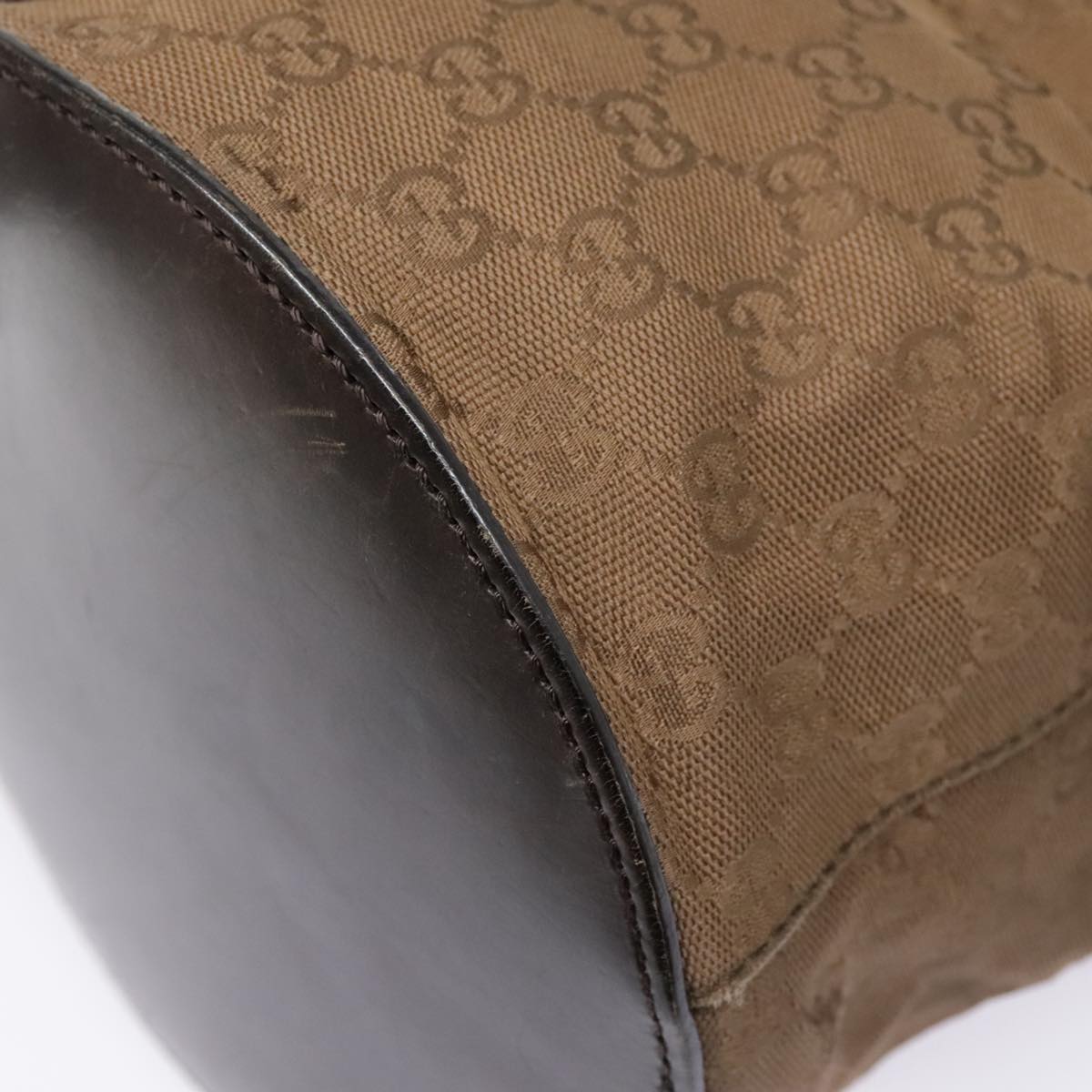 GUCCI GG Canvas Shoulder Bag Brown Silver 106240 89622