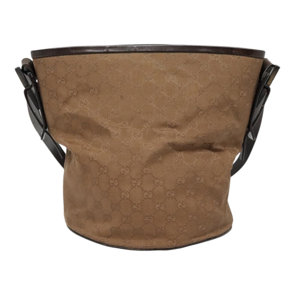 GUCCI GG Canvas Shoulder Bag Brown Silver 106240 89622