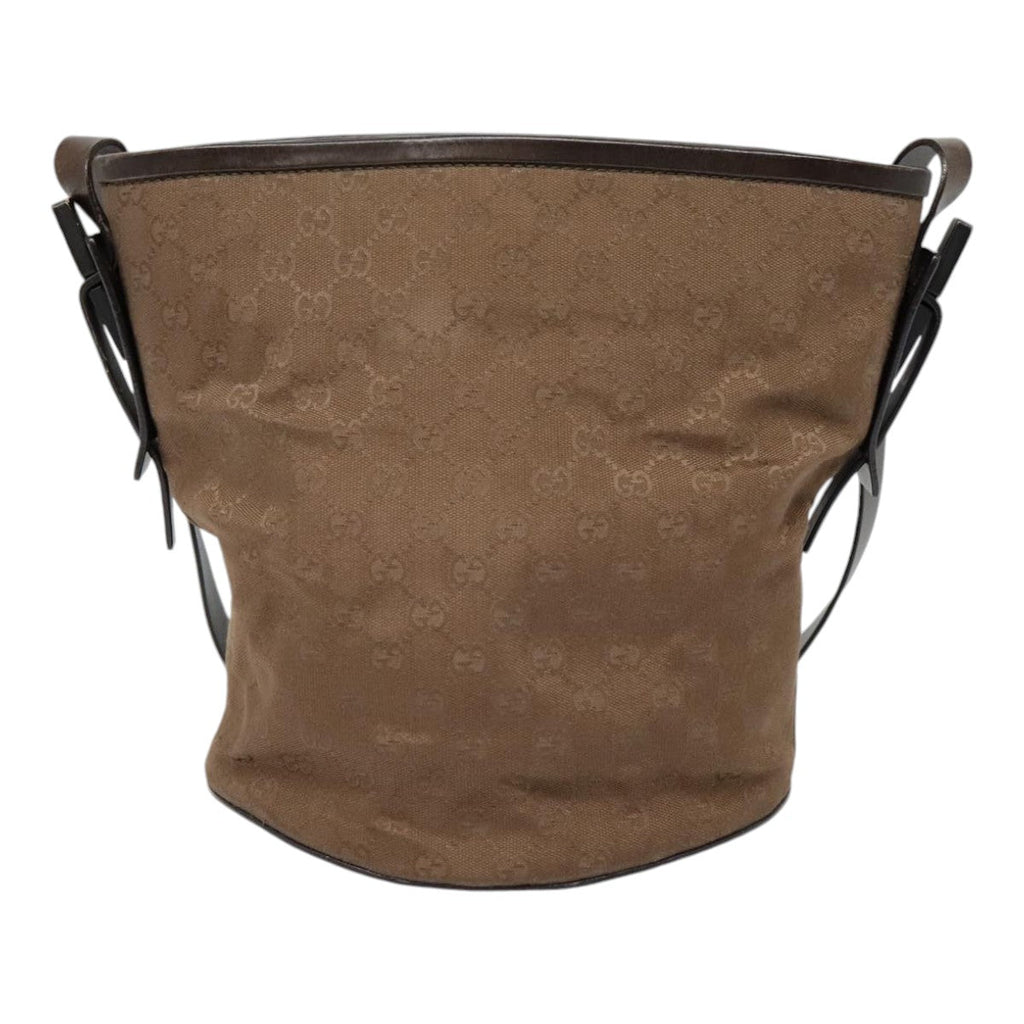 GUCCI GG Canvas Shoulder Bag Brown Silver 106240 89622