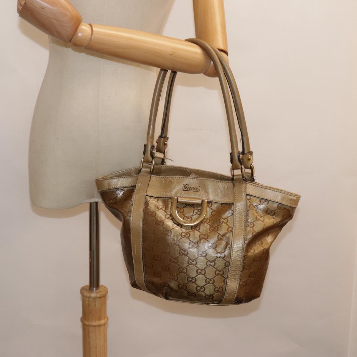 GUCCI GG Crystal Abbey Shoulder Bag Gold 211983 89623