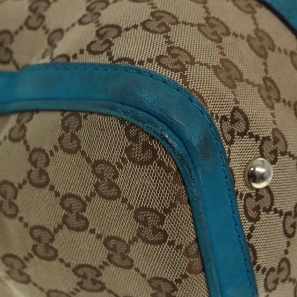 GUCCI GG Canvas Sherry Line Boston Bag 2way Beige Blue 247205 89624