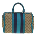 GUCCI GG Canvas Sherry Line Boston Bag 2way Beige Blue 247205 89624