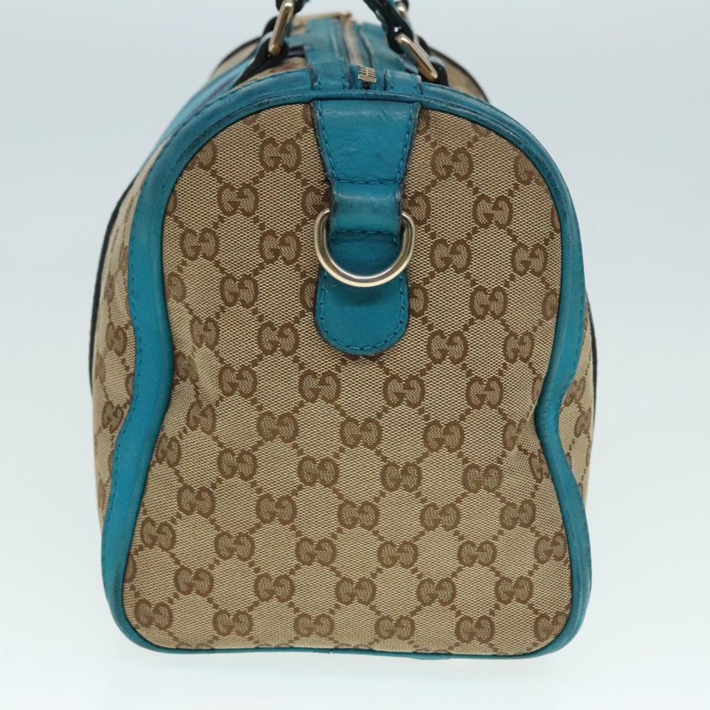 GUCCI GG Canvas Sherry Line Boston Bag 2way Beige Blue 247205 89624