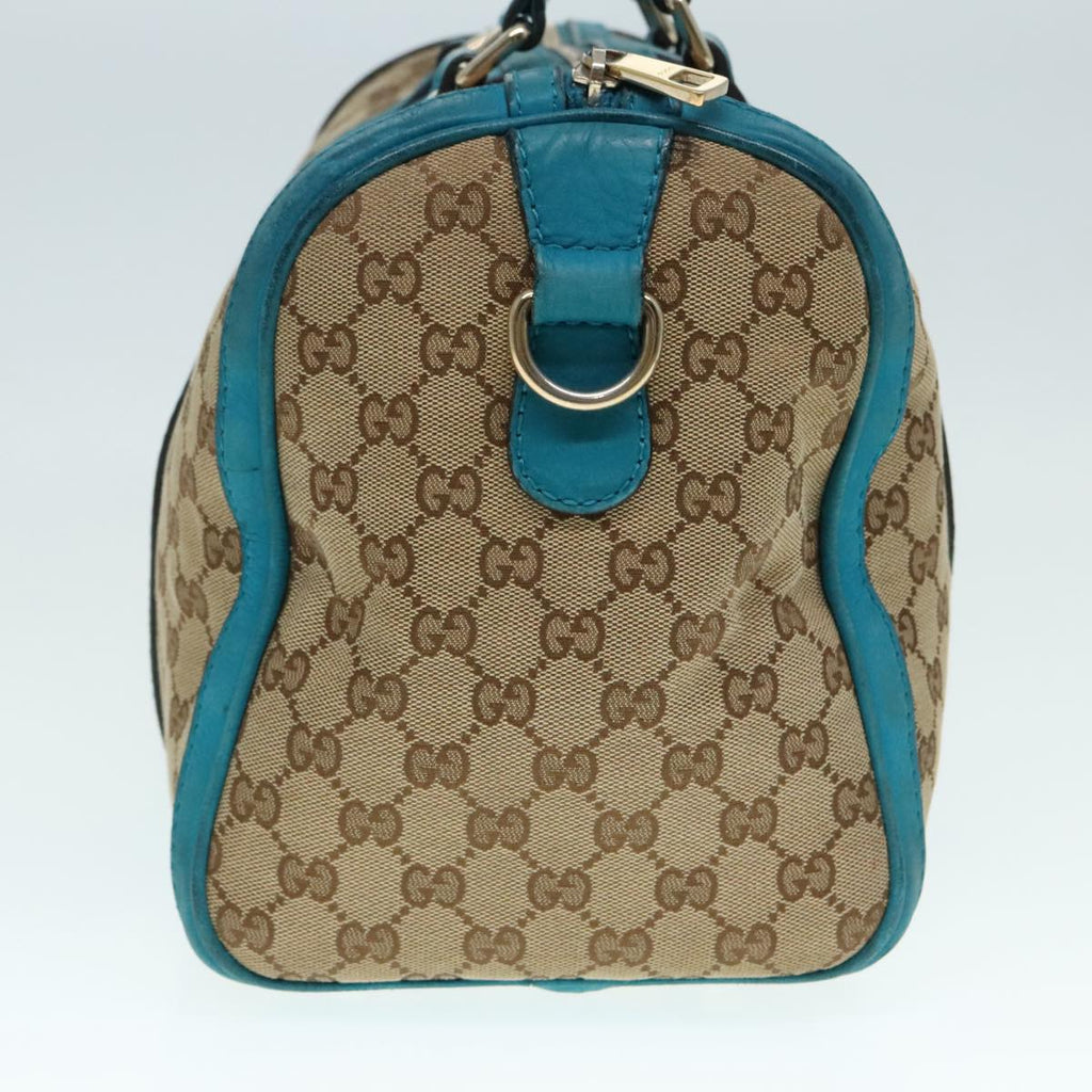 GUCCI GG Canvas Sherry Line Boston Bag 2way Beige Blue 247205 89624