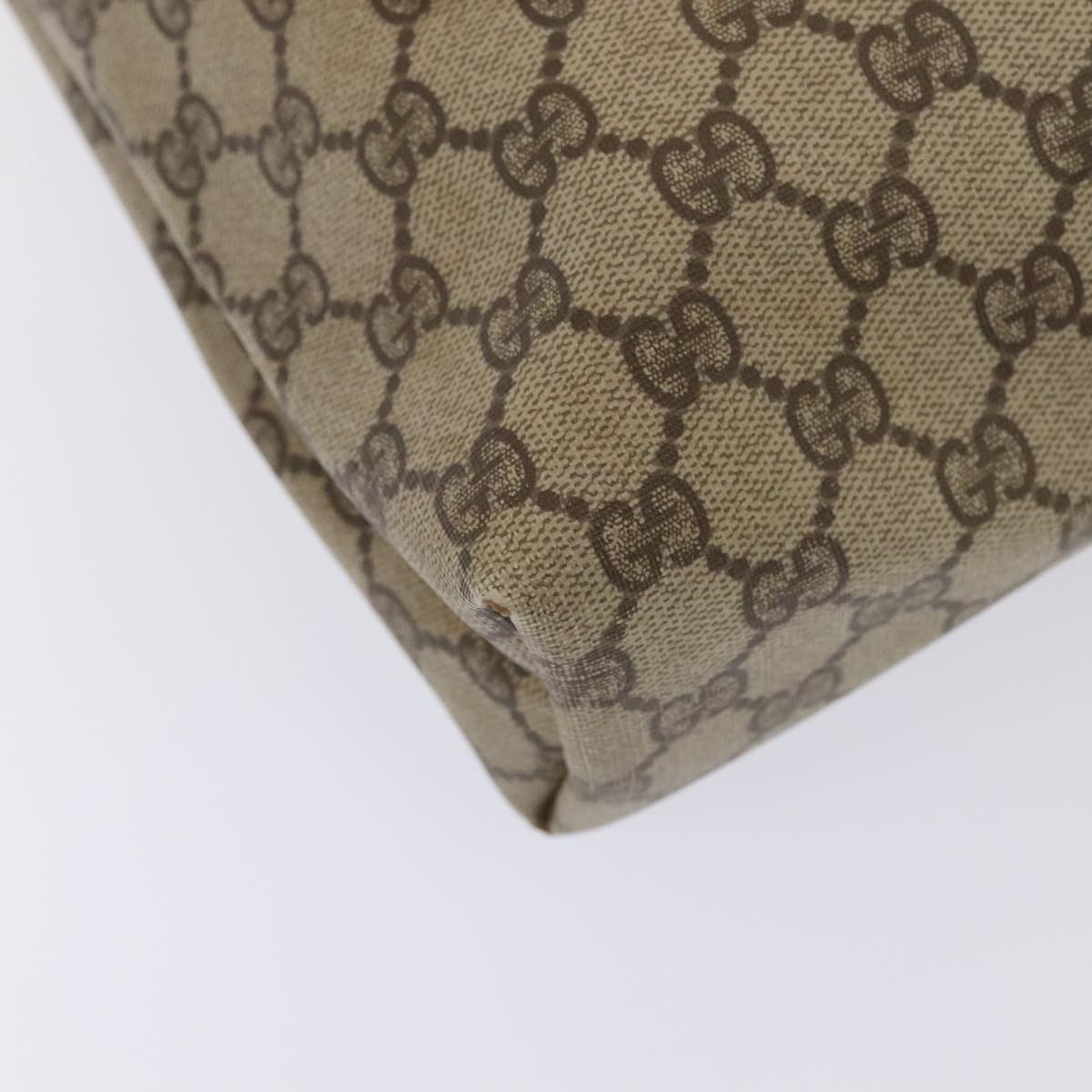 GUCCI GG Supreme Web Sherry Line Tote Bag PVC Leather Beige 89625