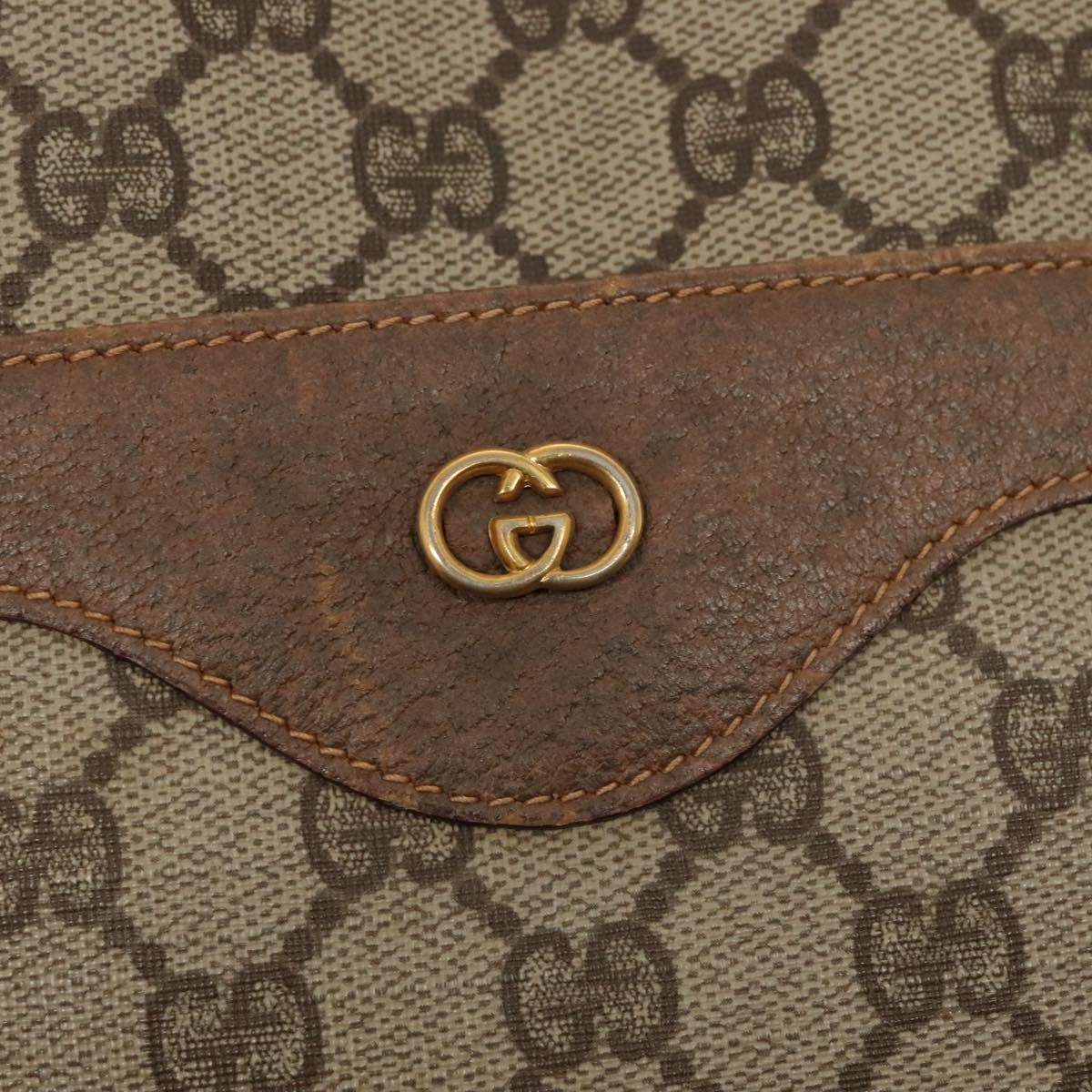 GUCCI GG Supreme Web Sherry Line Tote Bag PVC Leather Beige 89625