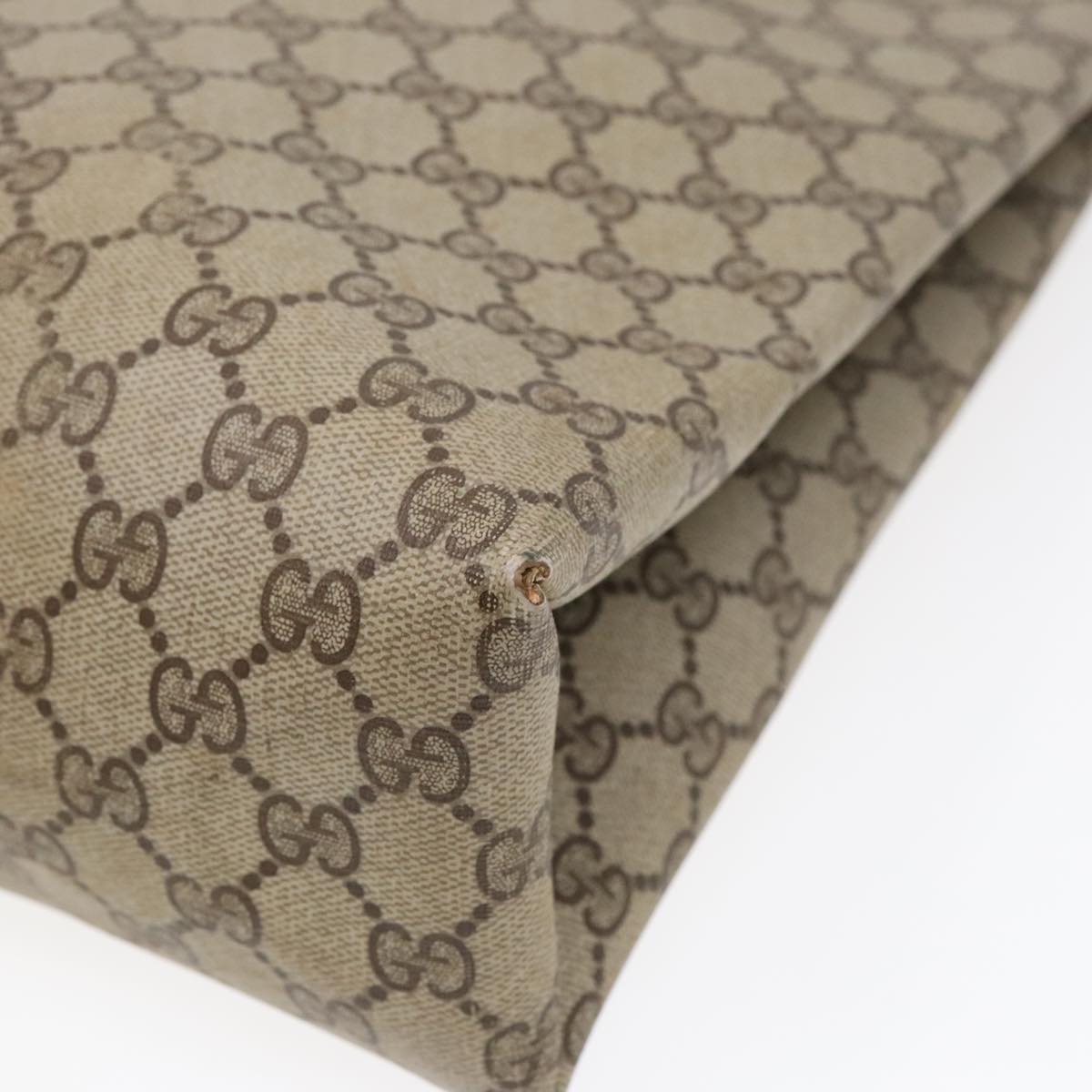 GUCCI GG Supreme Web Sherry Line Tote Bag PVC Beige Gold Silver 89626