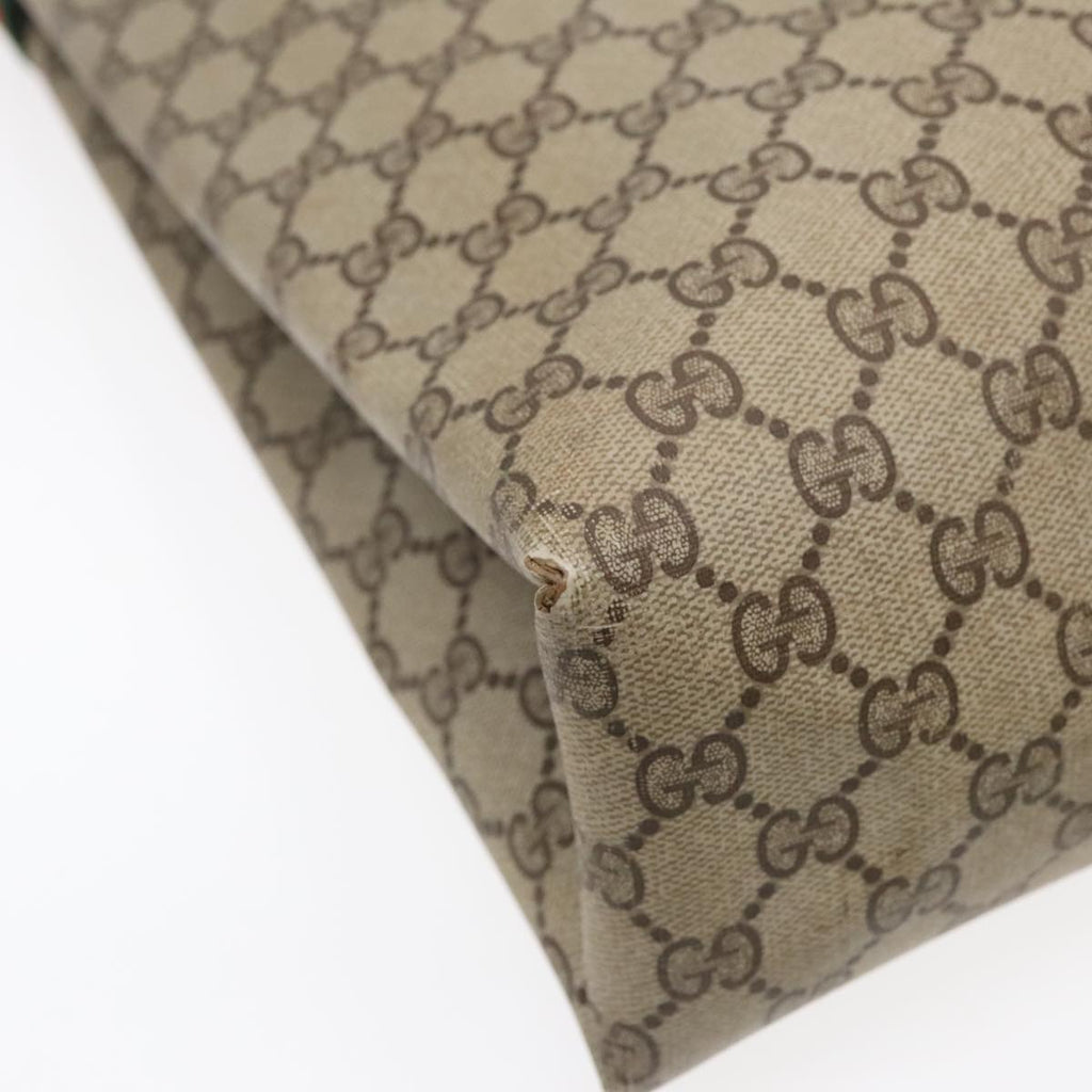 GUCCI GG Supreme Web Sherry Line Tote Bag PVC Beige Gold Silver 89626