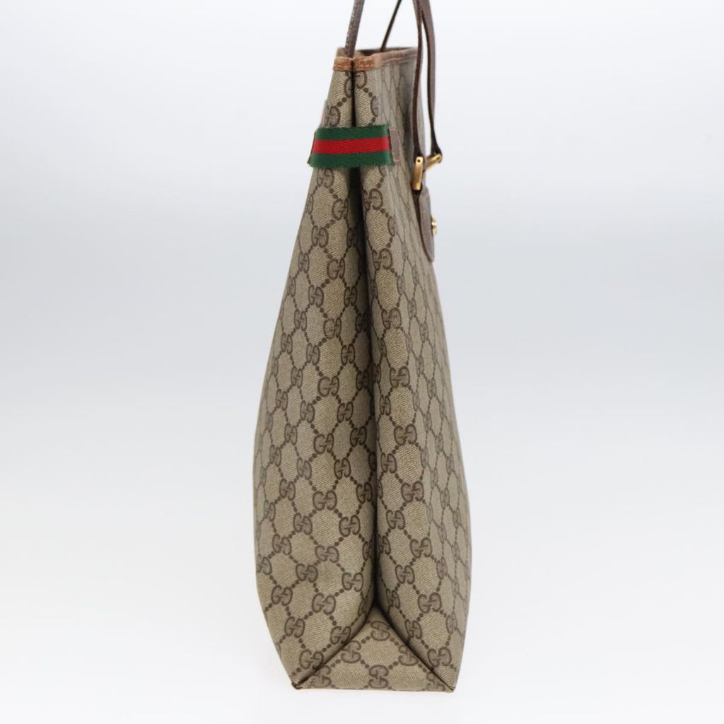 GUCCI GG Supreme Web Sherry Line Tote Bag PVC Beige Gold Silver 89626