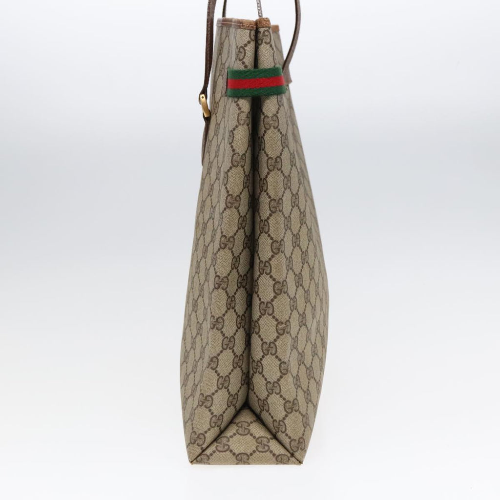 GUCCI GG Supreme Web Sherry Line Tote Bag PVC Beige Gold Silver 89626