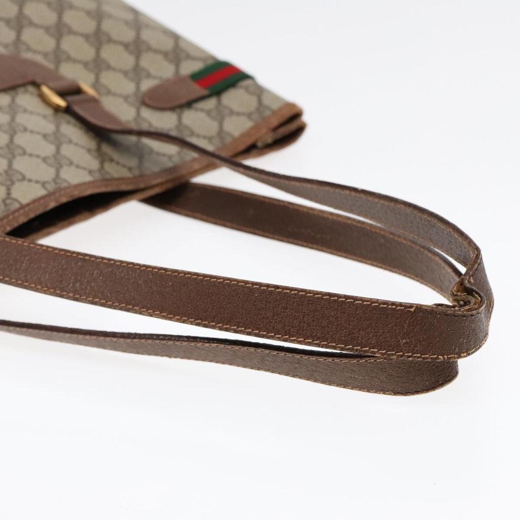 GUCCI GG Supreme Web Sherry Line Tote Bag PVC Beige Gold Silver 89626