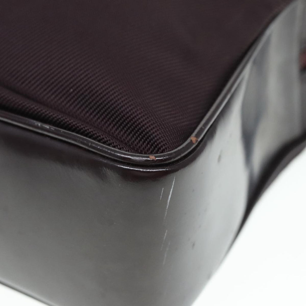 GUCCI Bamboo Hand Bag Nylon Enamel Brown Silver 89707