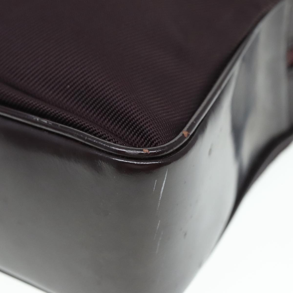 GUCCI Bamboo Hand Bag Nylon Enamel Brown Silver 89707