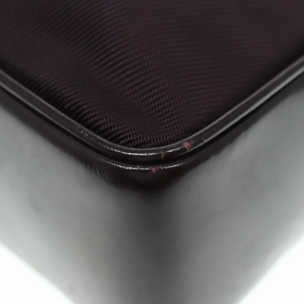 GUCCI Bamboo Hand Bag Nylon Enamel Brown Silver 89707