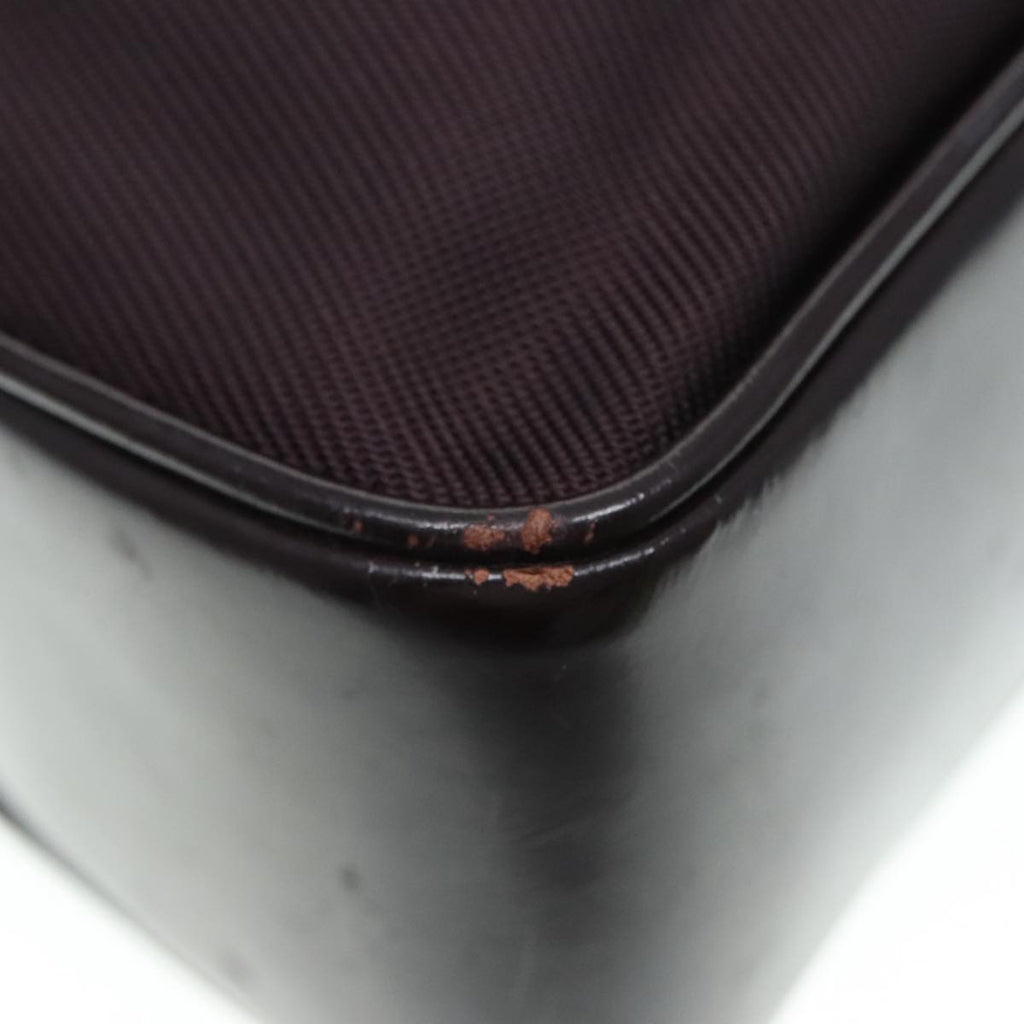 GUCCI Bamboo Hand Bag Nylon Enamel Brown Silver 89707