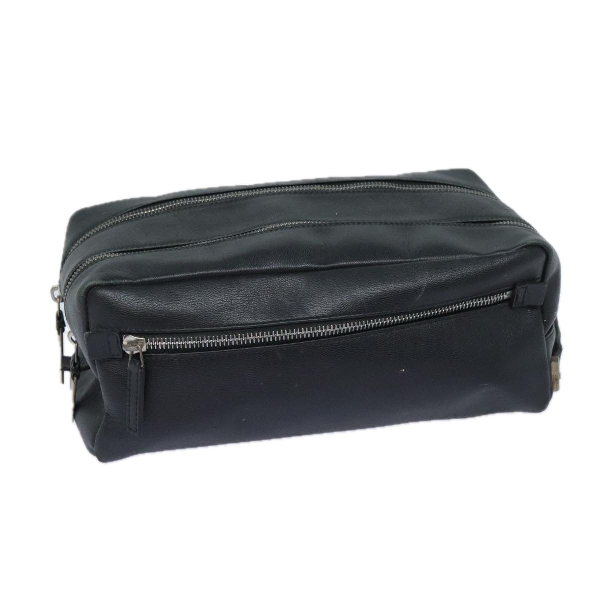 GUCCI Clutch Bag Leather Black Silver 014 1132 89709