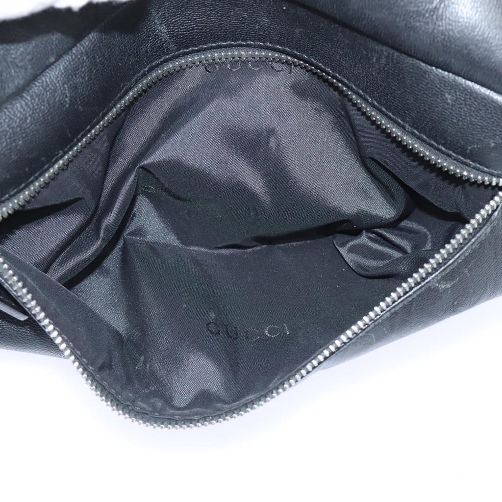 GUCCI Clutch Bag Leather Black Silver 014 1132 89709