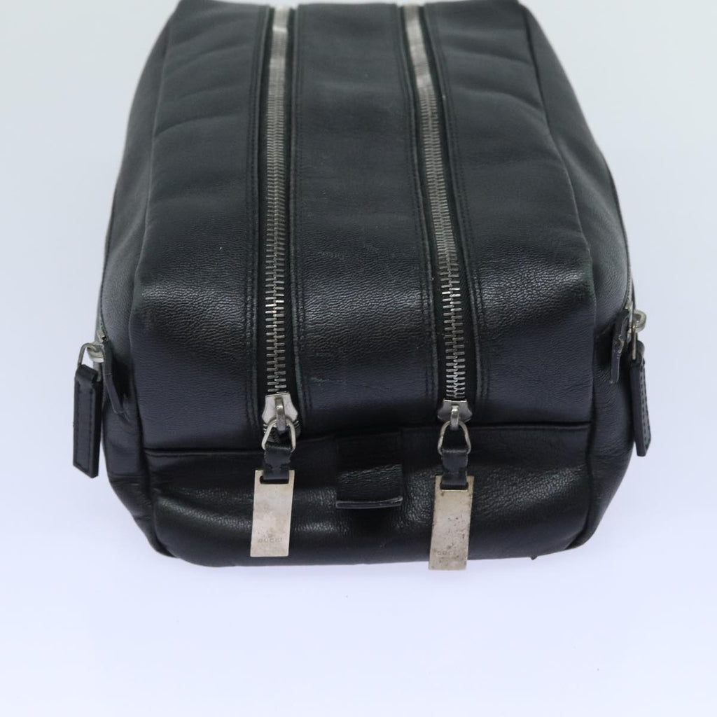 GUCCI Clutch Bag Leather Black Silver 014 1132 89709