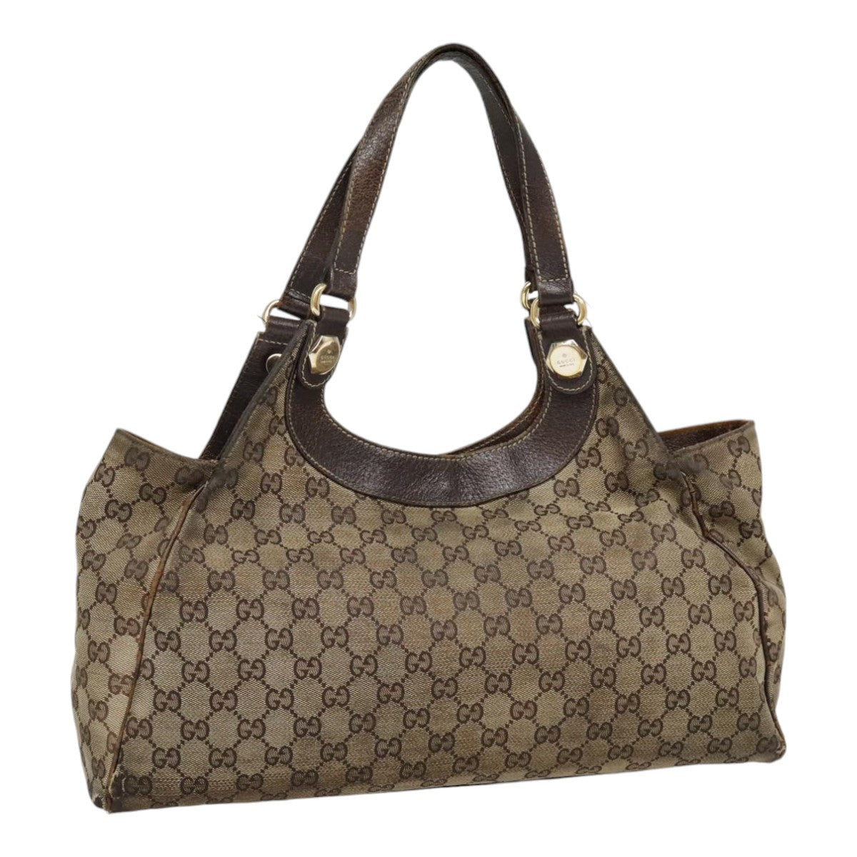 GUCCI GG Supreme Tote Bag PVC Leather Beige Gold 154981 89713