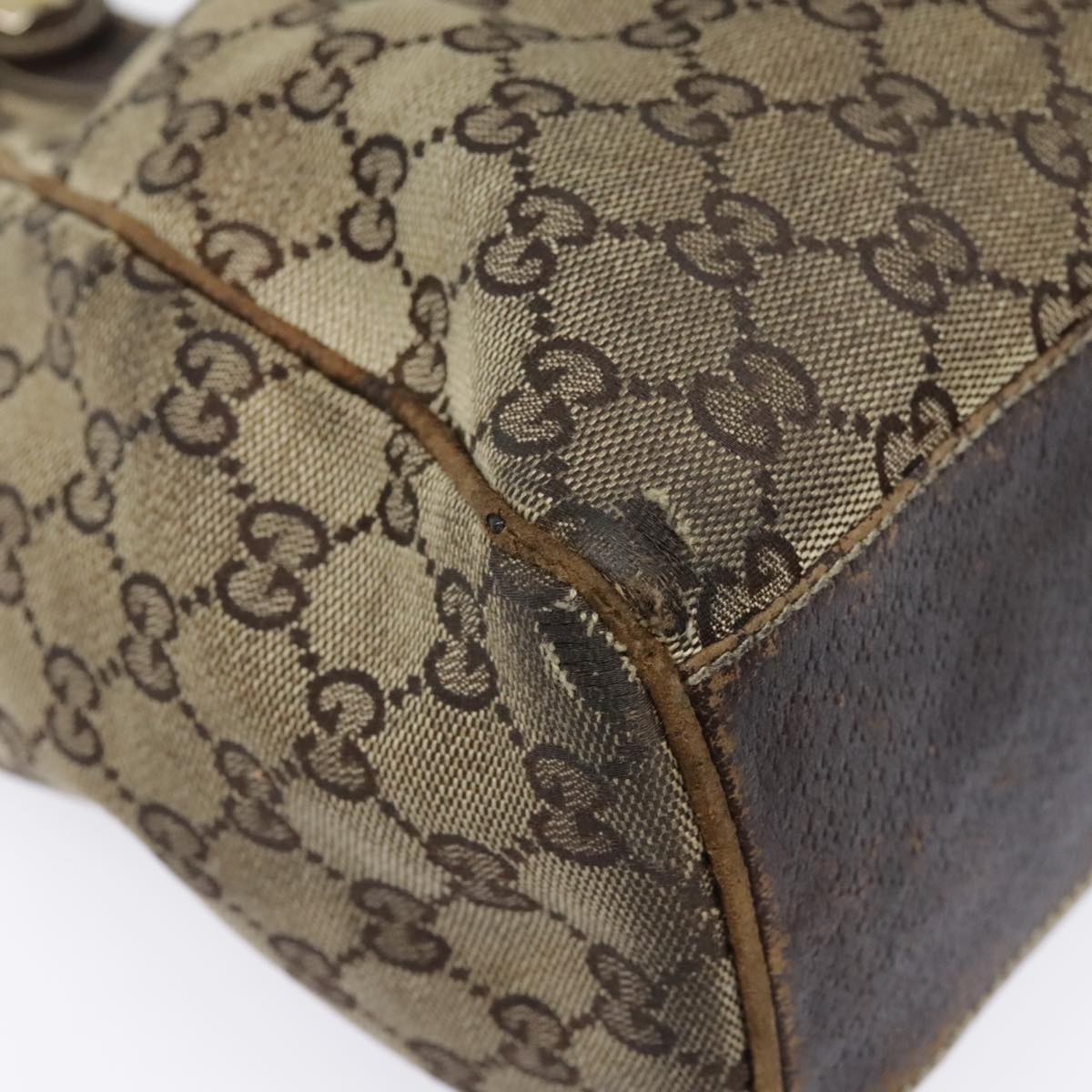 GUCCI GG Supreme Tote Bag PVC Leather Beige Gold 154981 89713