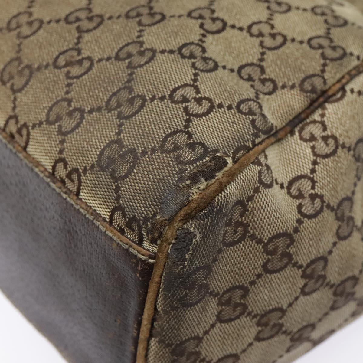 GUCCI GG Supreme Tote Bag PVC Leather Beige Gold 154981 89713