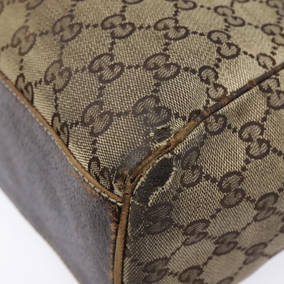 GUCCI GG Supreme Tote Bag PVC Leather Beige Gold 154981 89713