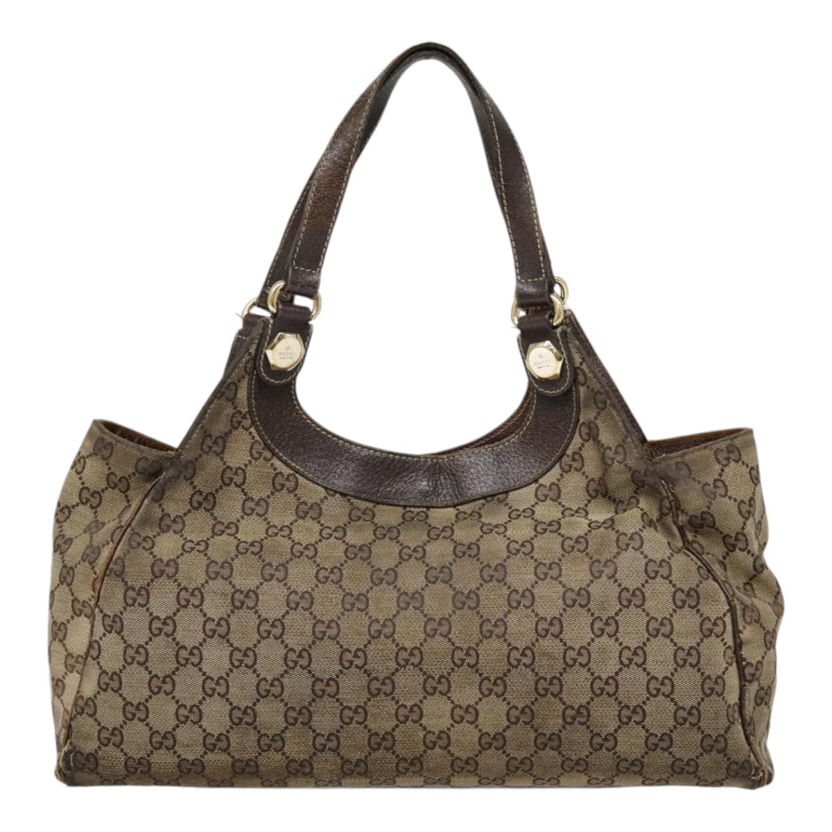 GUCCI GG Supreme Tote Bag PVC Leather Beige Gold 154981 89713