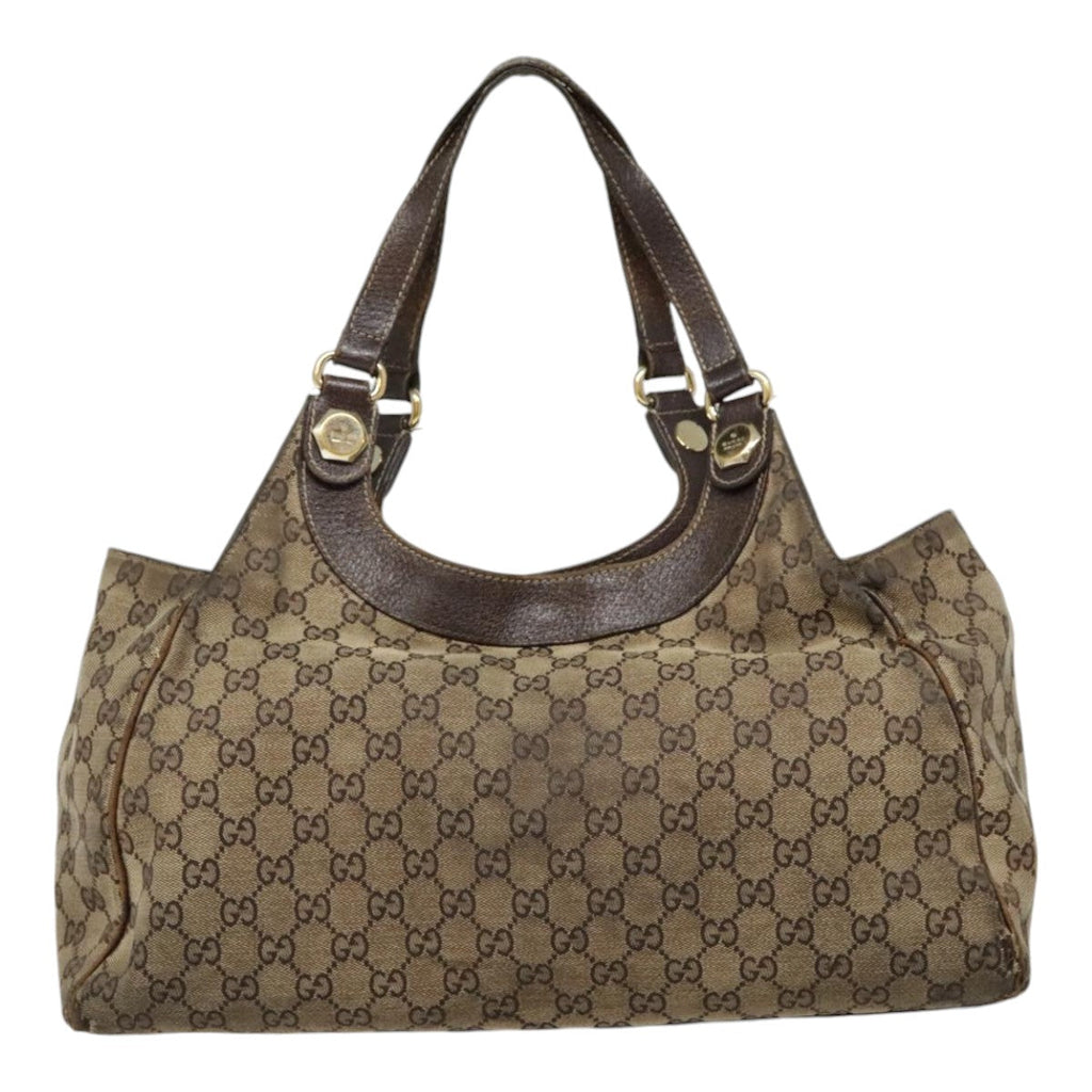 GUCCI GG Supreme Tote Bag PVC Leather Beige Gold 154981 89713