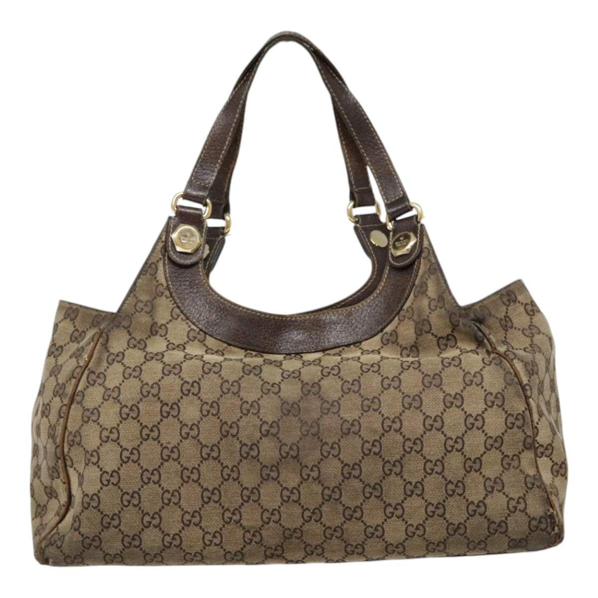 GUCCI GG Supreme Tote Bag PVC Leather Beige Gold 154981 89713