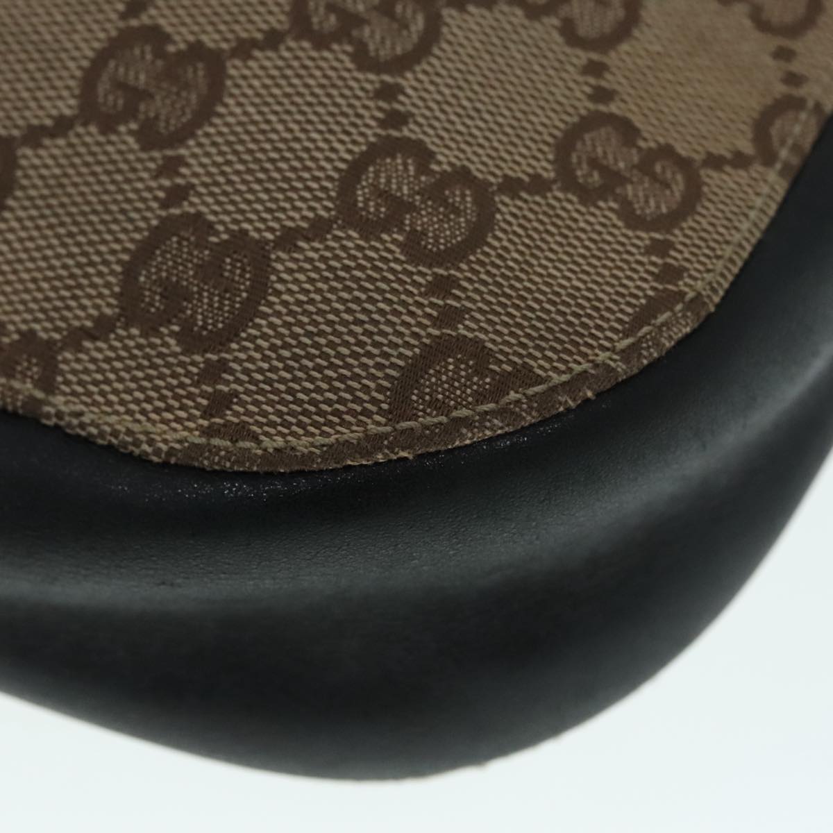 GUCCI GG Canvas Shoulder Bag Beige Black Silver 001 3746 002058 89714