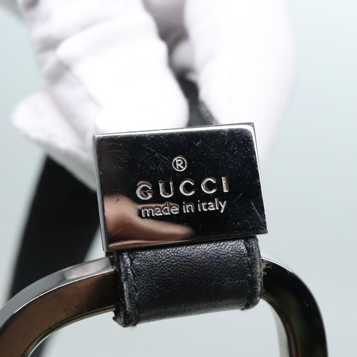 GUCCI GG Canvas Shoulder Bag Beige Black Silver 001 3746 002058 89714