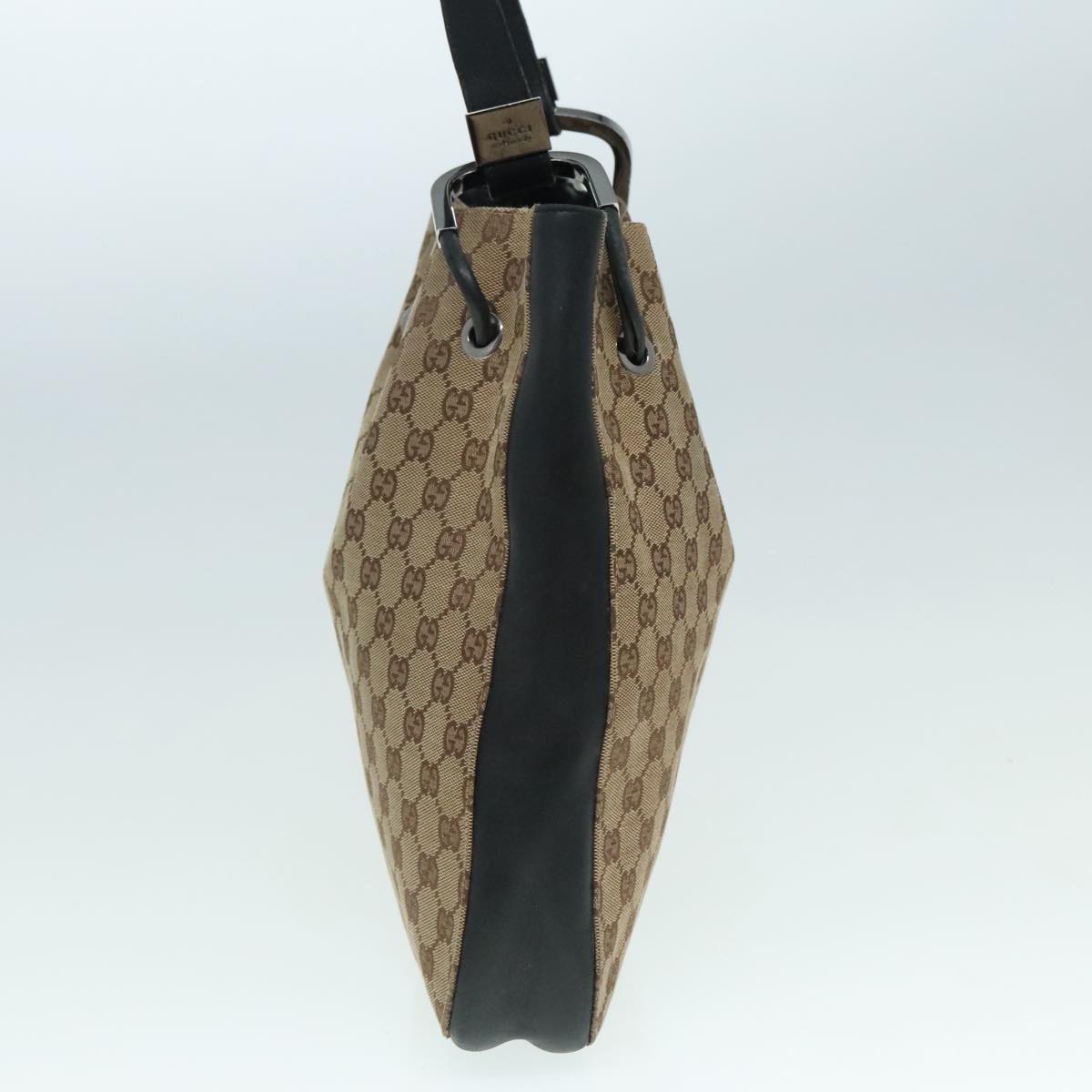 GUCCI GG Canvas Shoulder Bag Beige Black Silver 001 3746 002058 89714
