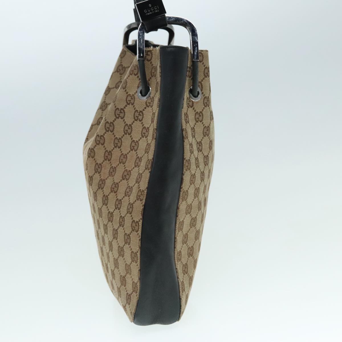 GUCCI GG Canvas Shoulder Bag Beige Black Silver 001 3746 002058 89714
