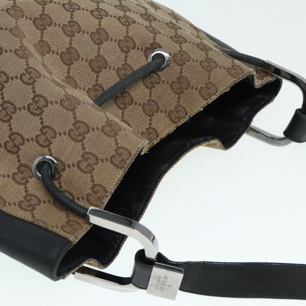 GUCCI GG Canvas Shoulder Bag Beige Black Silver 001 3746 002058 89714