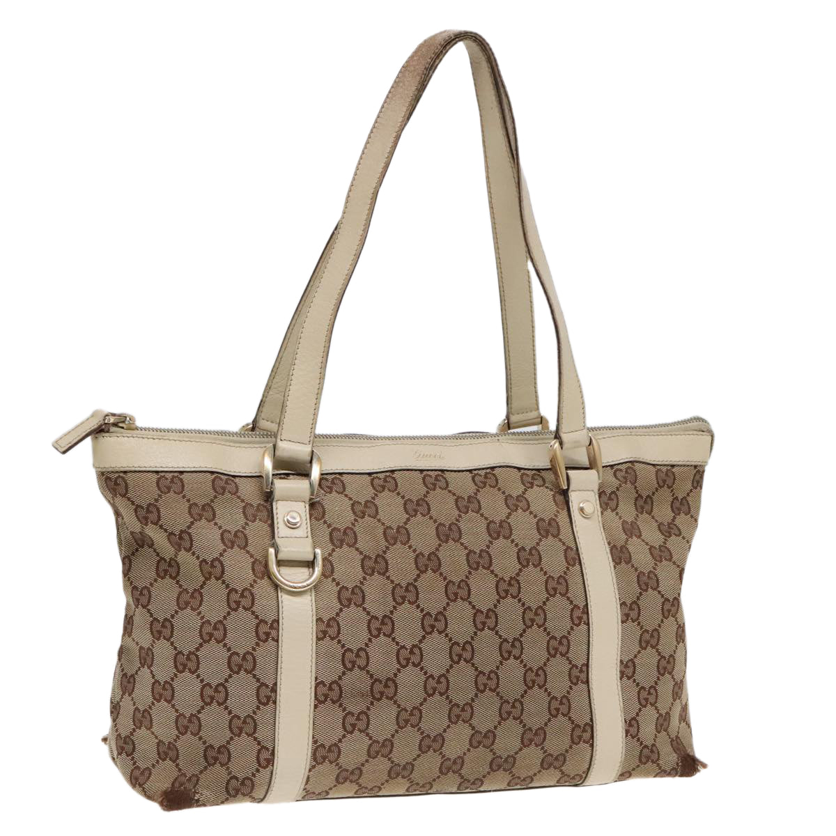 GUCCI GG Canvas Tote Bag Beige Gold 141470 89715