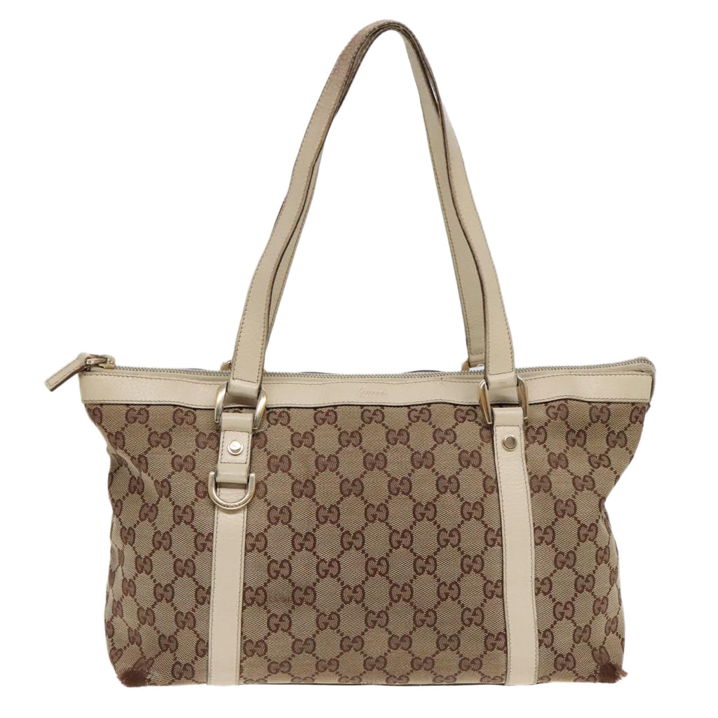 GUCCI GG Canvas Tote Bag Beige Gold 141470 89715