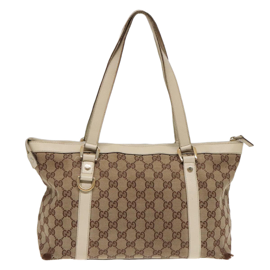 GUCCI GG Canvas Tote Bag Beige Gold 141470 89715