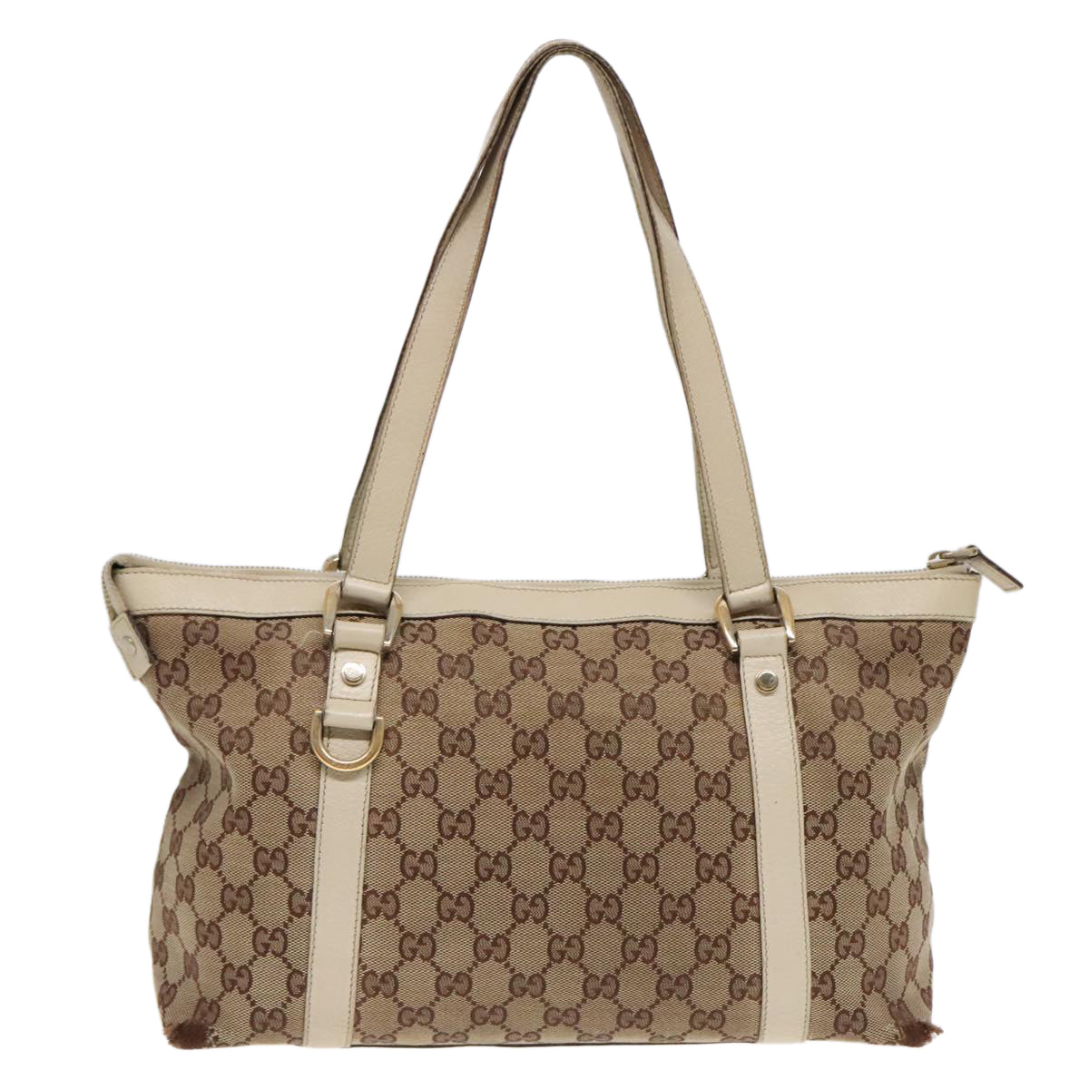 GUCCI GG Canvas Tote Bag Beige Gold 141470 89715