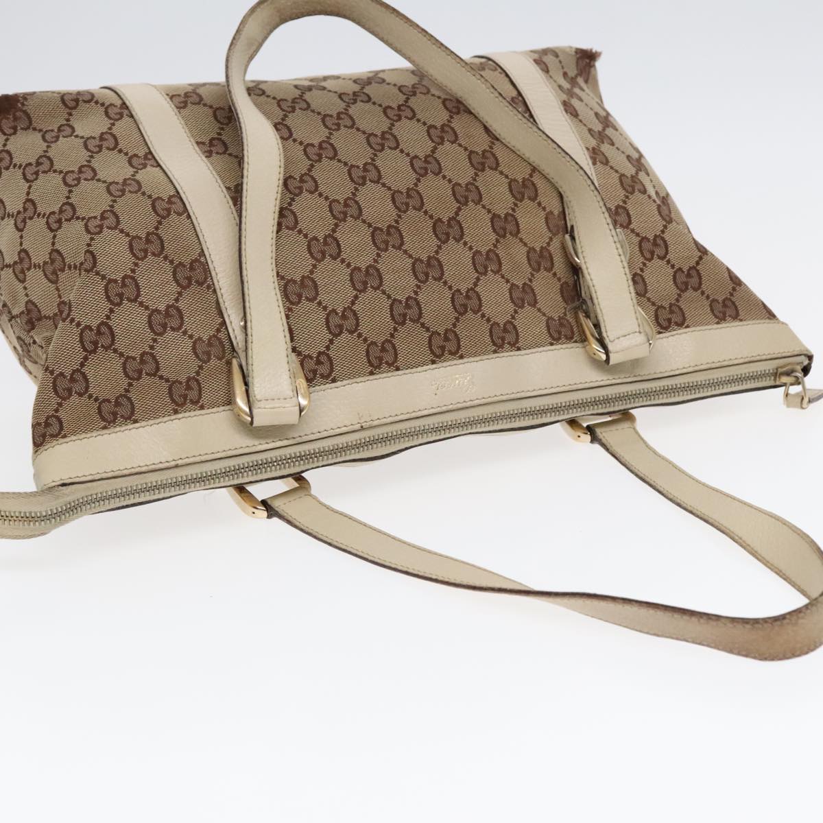 GUCCI GG Canvas Tote Bag Beige Gold 141470 89715