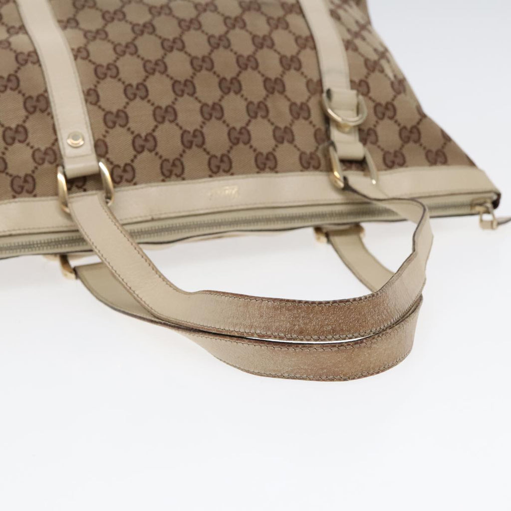 GUCCI GG Canvas Tote Bag Beige Gold 141470 89715